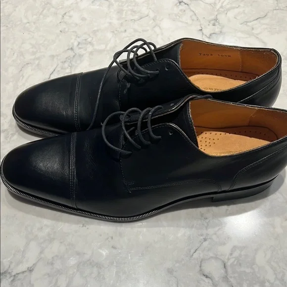 Vero Cuoio Black Leather Oxfords Classic Design - Picture 3 of 7